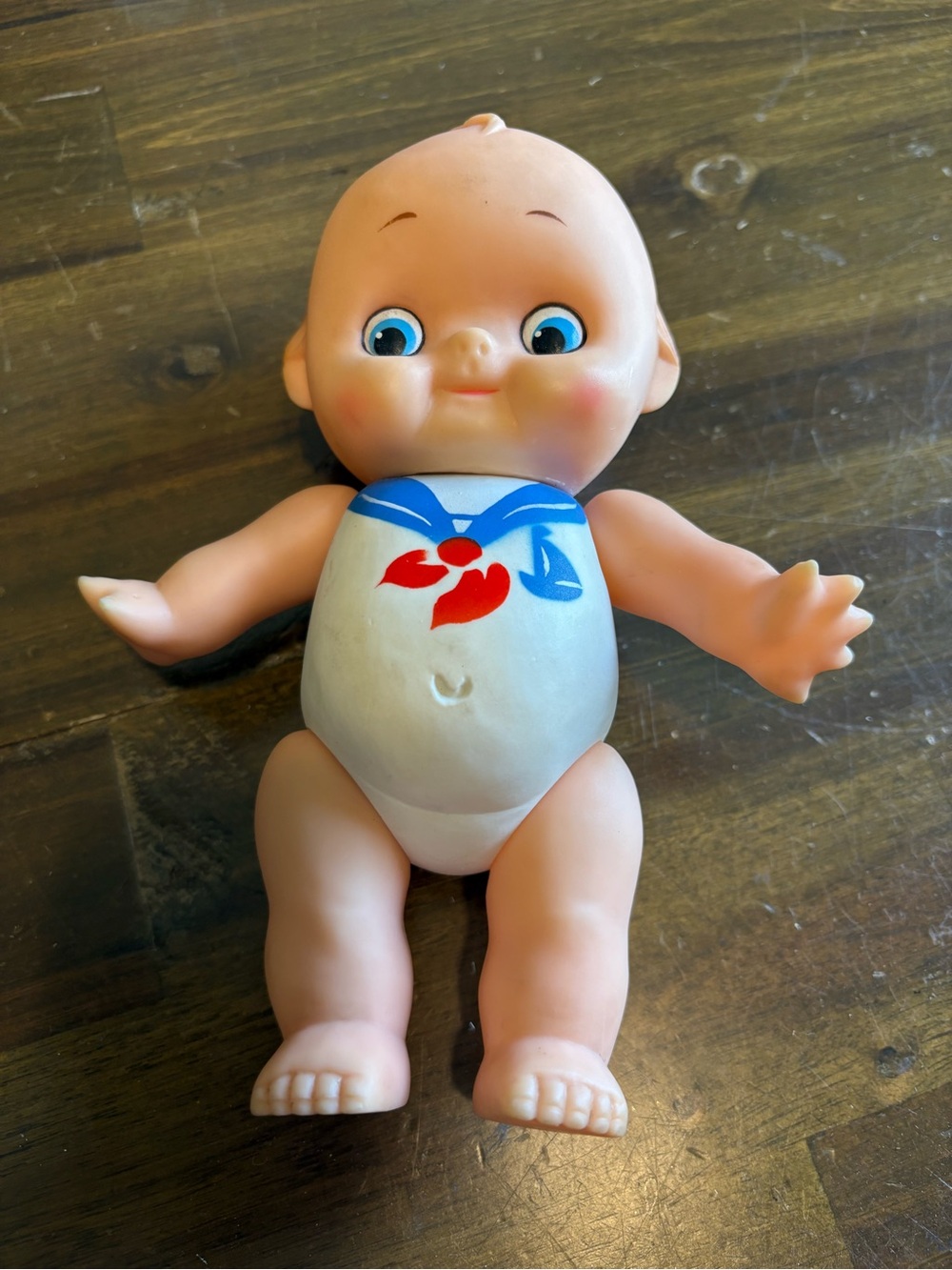 Vintage 60's Rubber Kewpie Doll Made in Taiwan Red White Blue Sailor Outfit